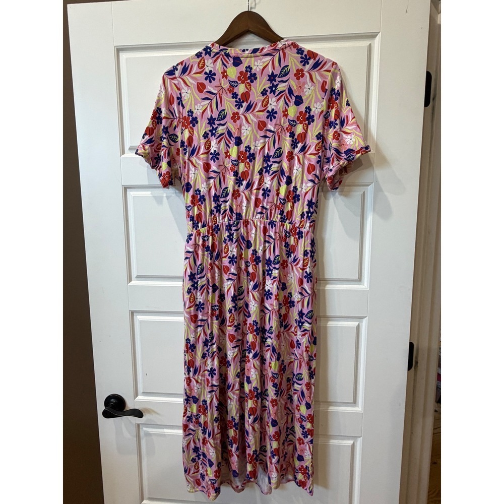 Boden Amanda Pink Floral Midi Dress Side Tie Size 16/18 Cottagecore Summer - Picture 9 of 12